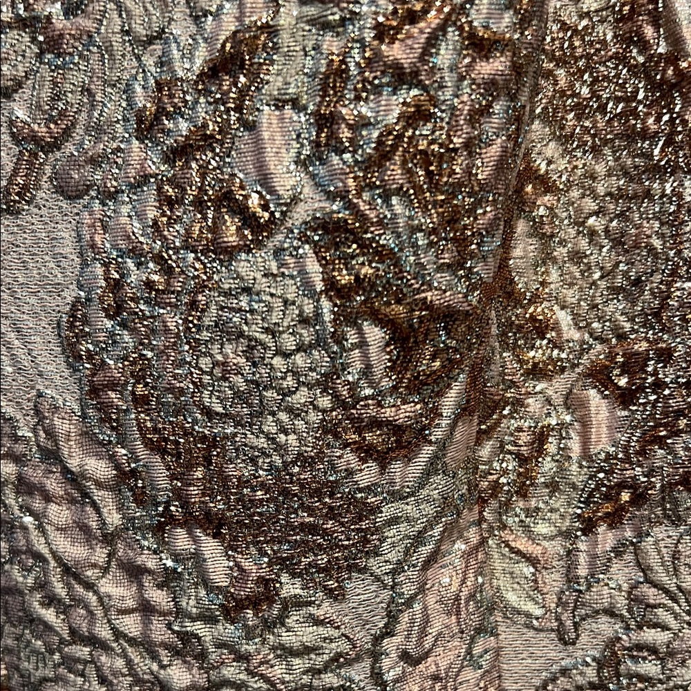 Teri Jon Pink and Gold Brocade Midi Dress - Picture 3 of 5